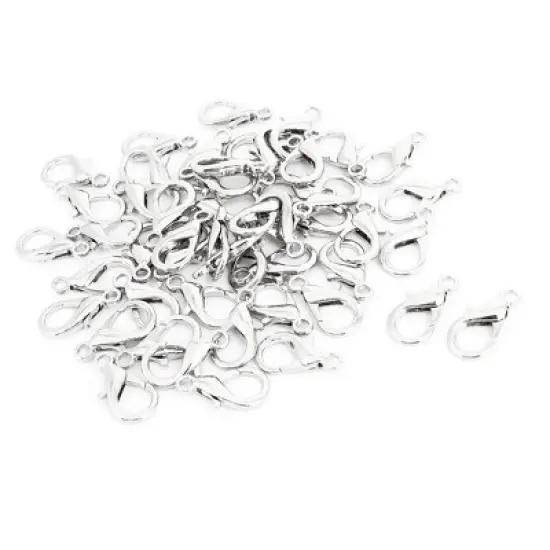 Unique Bargains Metal Necklace Bangle Lobster Claw Clasp Silver Tone 50 Pcs image {6}