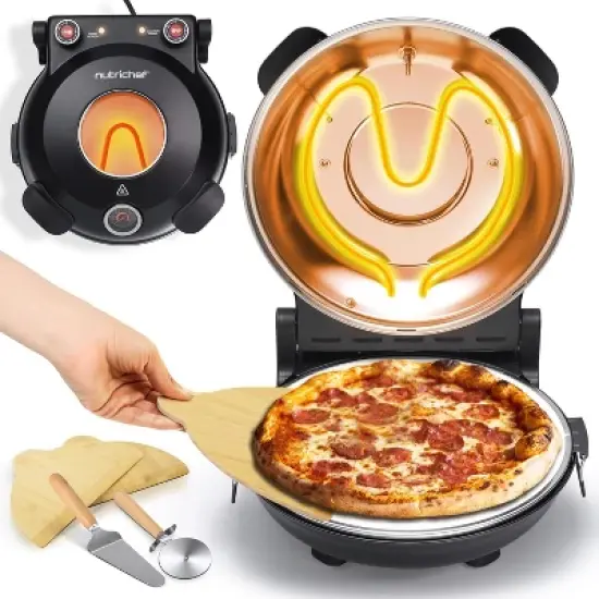NutriChef  Countertop Electric Pizza Maker with Dual Temperature Controls image {8}