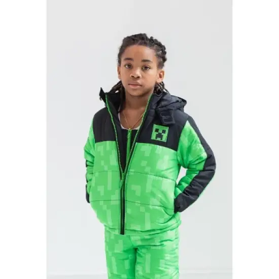 Minecraft Zombie Zip Up Puffer Jacket and Snow Bib Ski Pants Little Kid to Big Kid image {3}