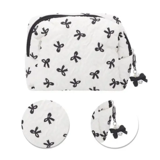 Unique Bargains Square Bag with Pendant Bow Makeup Bag 1 Pc image {3}