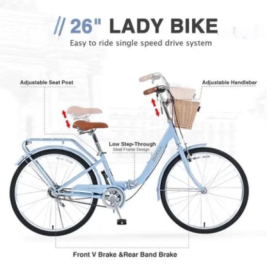 VASIP 26" Women's Single-Speed Folding Bike,  Easy Commuting and Storage image {2}
