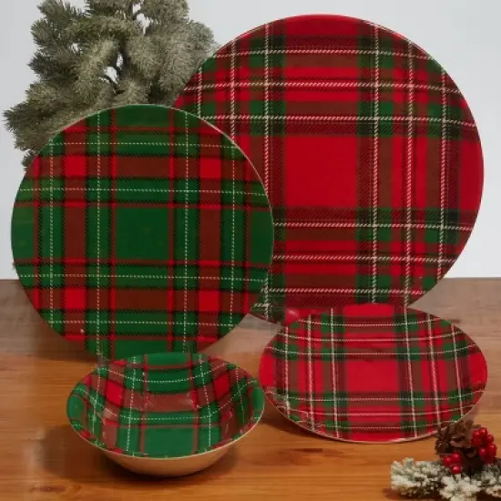 Certified International Set of 6 Christmas Plaid Dinner Plates image {2}