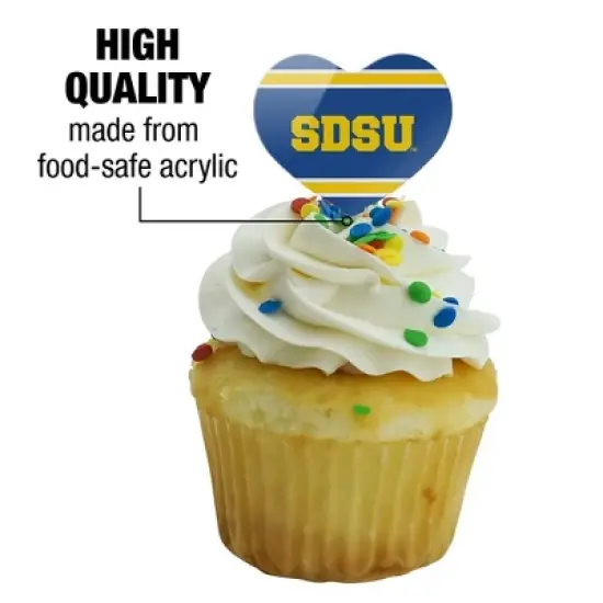 South Dakota State University Stripes Heart Love Cupcake Picks Toppers Decoration Set of 6 image {2}