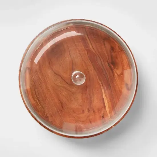 Round Glass & Wood Dessert Stand - Threshold&trade;: Traditional Cupcake Display with Clear Glass Lid image {2}