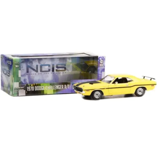 1970 Dodge Challenger R/T Yellow with Matt Black Stripes "NCIS" (2003) TV Series 1/18 Diecast Model Car by Greenlight image {1}