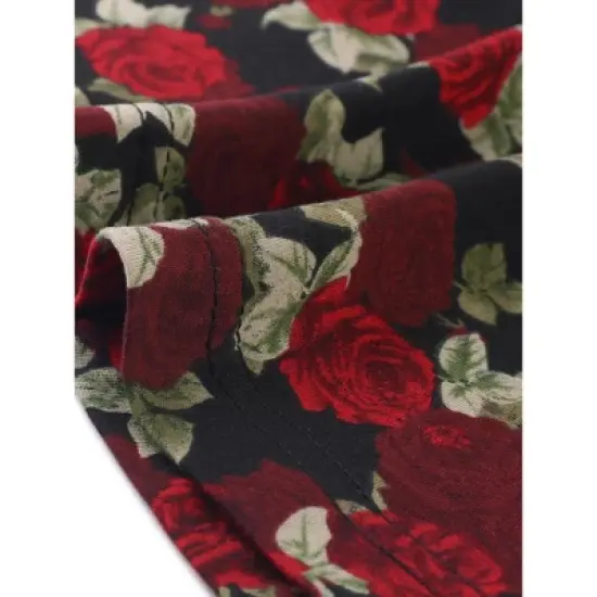 Agnes Orinda Women's Plus Size Floral Notched Lapel Button Up Nightgown image {4}