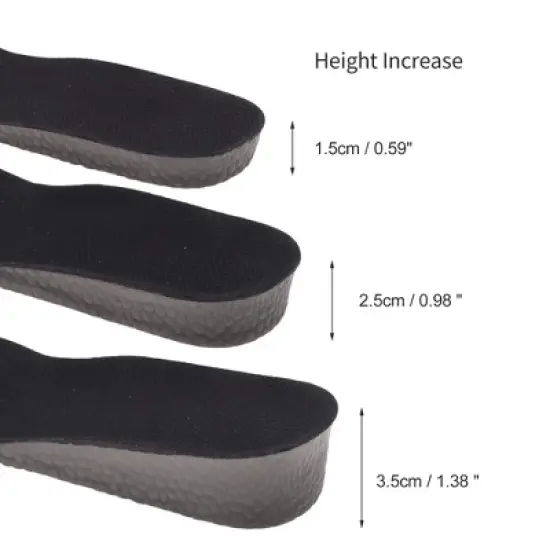 Unique Bargains Height Increase Shoe Inserts Fit Shoe Dark Gray Black 1 Pair image {1}