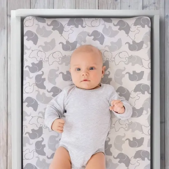 The Peanutshell Changing Pad Covers - Gray Elephants/Stripe 2pk image {2}