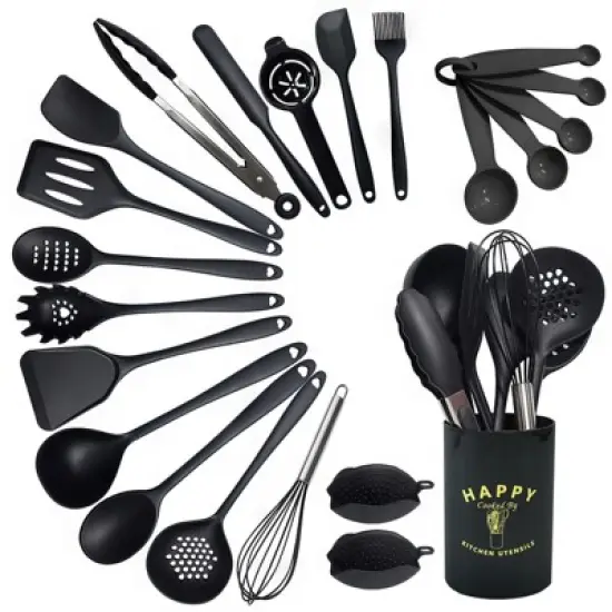 KTMBDW Kitchen Cooking Utensils Set, 22 pcs Non-Stick Silicone Cooking Kitchen Utensils Spatula Set for Cooking Fish, Eggs, Pancakes image {2}
