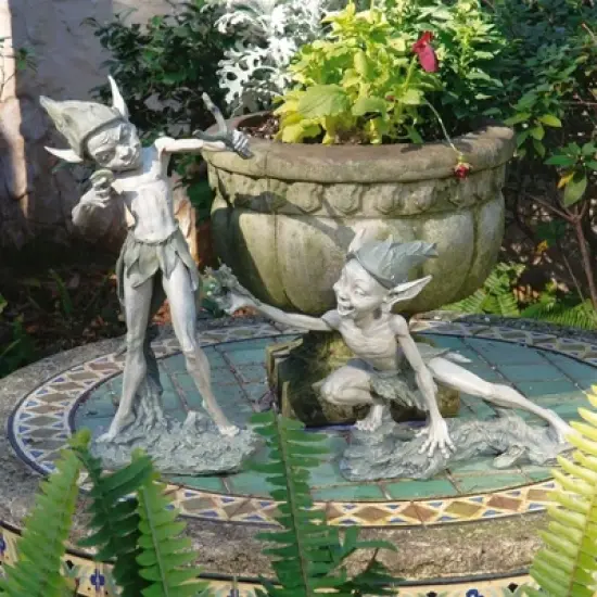 Design Toscano Sling & Stretch Garden Pixie Sculptures: Set of 2 image {1}