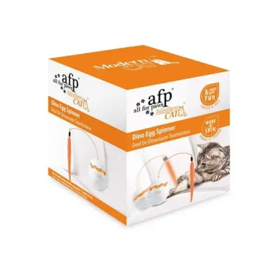 Allforpaws Intractive Cat Toy Dinosaur Egg Spinner Cat Toy, Orange image {2}