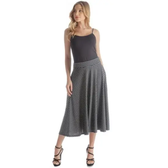 Womens Polka Dots And Pleated Pockets Midi Skirt image {5}