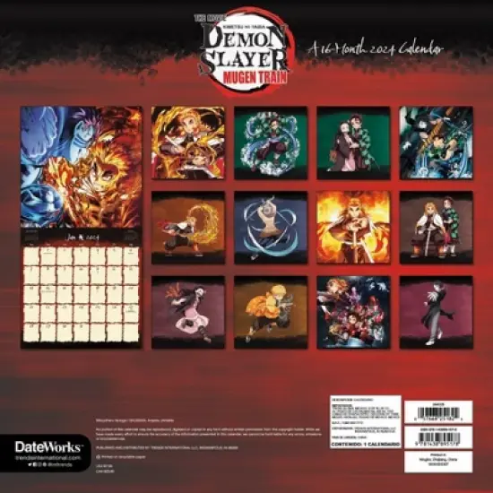 Trends International Inc. 2023-24 Wall Calendar 12"x12" Demon Slayers image {3}