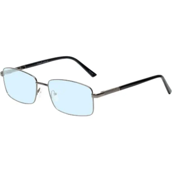 Enhance BIG&TALL 4053 Blue Light Designer Eyeglasses Shiny Gunmetal Silver 61 mm +0.25 Custom Lens Non-Refundable image {1}