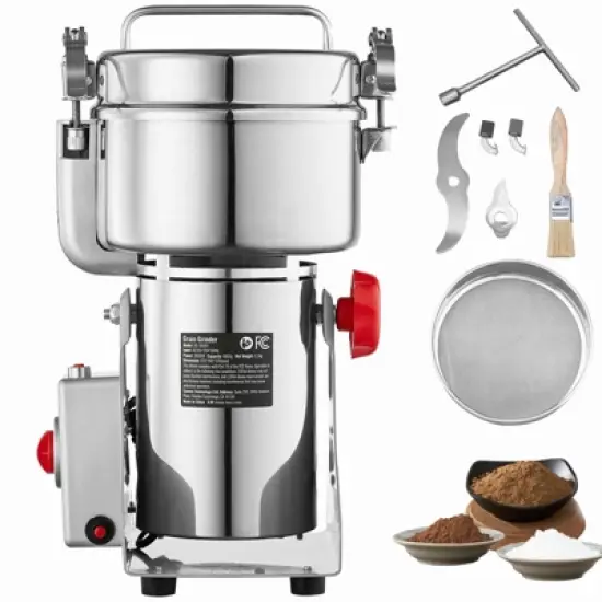 VEVOR 1000g Electric Grain Mill Grinder, High Speed 3000W Commercial Spice Grinders, Stainless Steel Pulverizer Powder Machine image {8}