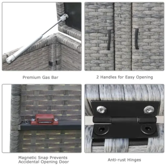 Tangkula Outdoor Rattan Storage Box Patio Wicker Storage Bin Cabinet 88 Gallon Gray image {4}