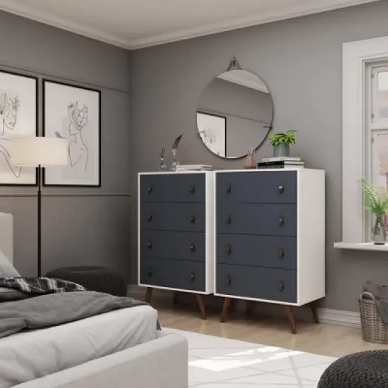 Set of 2 Amber 4 Tall Drawer Dresser - Manhattan Comfort image {1}