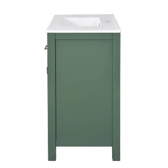 36" Freestanding Bathroom Vanity With Ceramic Sink, 2 Cabinets and 4 Drawers, Green 4W - ModernLuxe image {10}