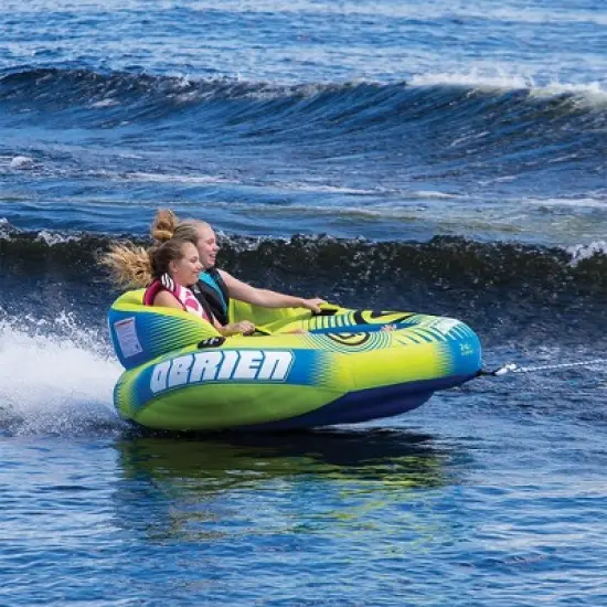 O'Brien Watersports 2181523 Challenger 2 Cockpit Series 2 Person InflatableTowable Rider Tube, Green and Blue image {1}
