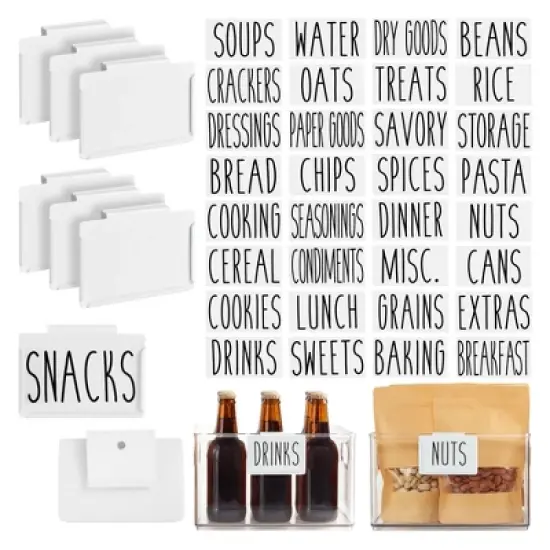 Talented Kitchen Talented Kitchen 8 Piece Metal Basket Labels Clip On Holders with 40 Labels, White Label Clips for Storage Bins image {6}