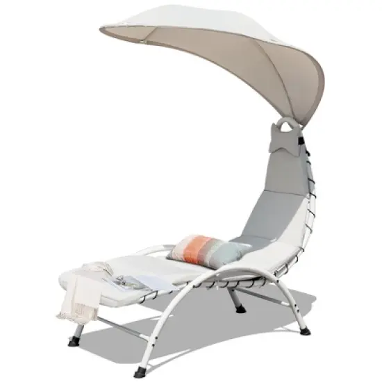 Costway Chaise Lounge Chair with Canopy Hammock Chair with Canopy Orange\Beige\Turquoise image {2}