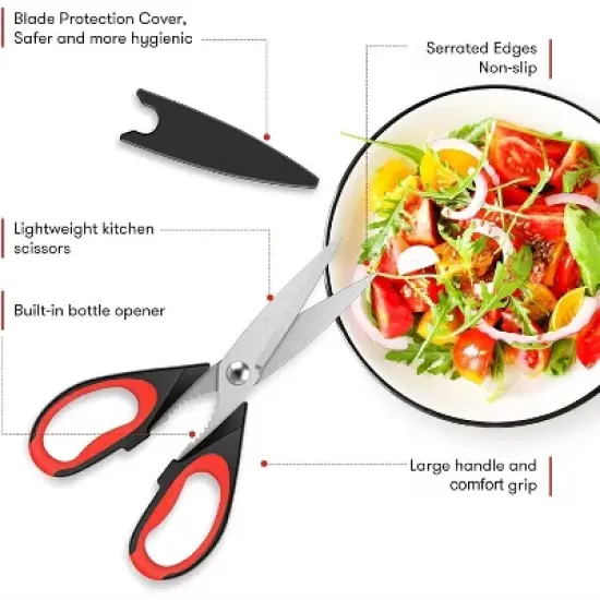 Itopfox Kitchen Scissors Heavy Duty Stainless Steel, All Purpose Cooking Shears for Meat Poultry Food, Dishwasher Safe Utility Tools with Home Gift image {8}