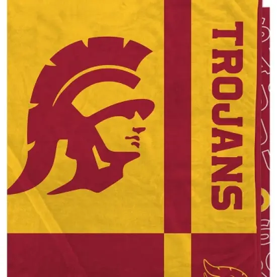 NCAA USC Trojans Reverse Block Double Sided Ultra Cozy Blanket image {1}