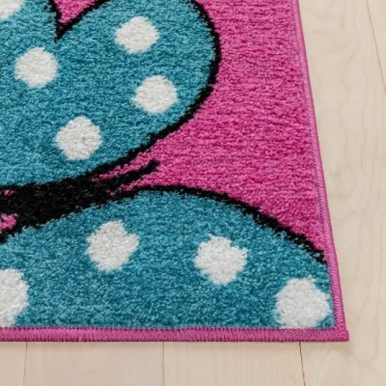 Well Woven Modern Daisy Butterflies Bright Kids Room Carpet Soft Durable Pink Area Rug image {2}