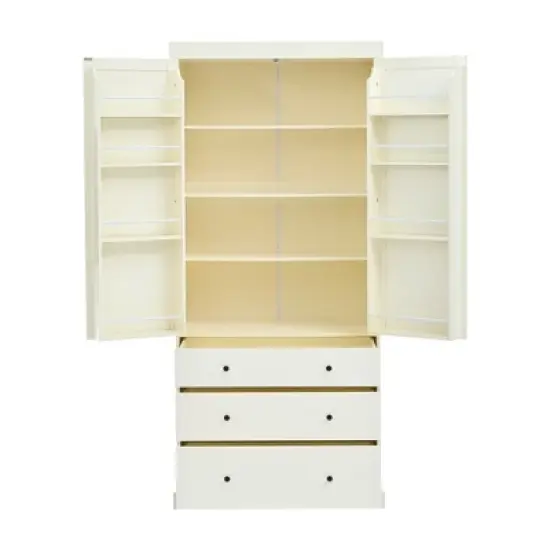 77"H Farmhouse Kitchen Pantry Cabinet with 3 Adjustable Shelves, 8 Door Shelves & 3 Drawers, Freestanding Tall Storage Cupboard - ModernLuxe image {8}