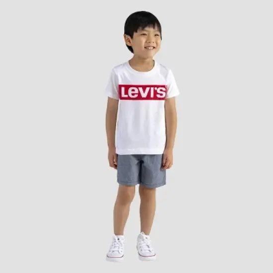 Levi's&reg; Toddler Boys' 2pc Knit Short Sleeve T-Shirt and Woven Pull-On Short Set - White image {3}
