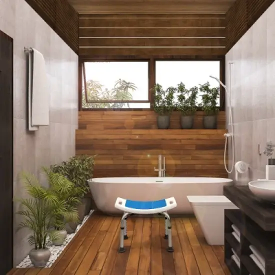 Costway Shower Bath Chair 6 Adjustable Height Bathtub Stool Bench Non-Slip Padded Seat image {2}