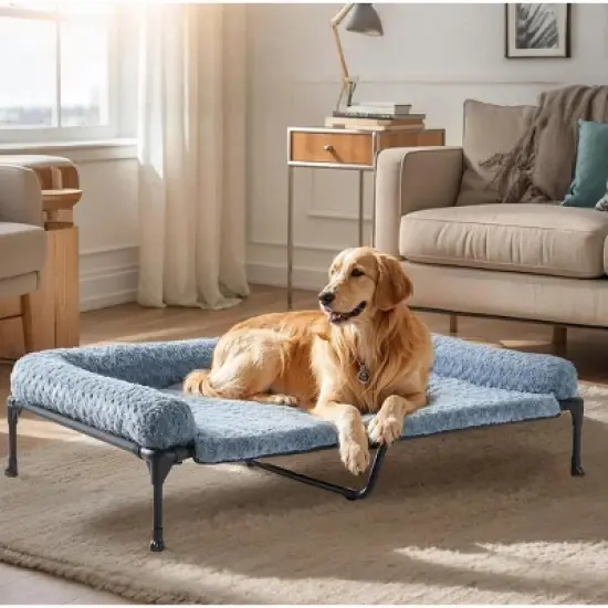 QuestaPack Cooling Elevated Dog Bed + Removable Deluxe Plush Pillow Cushion image {6}