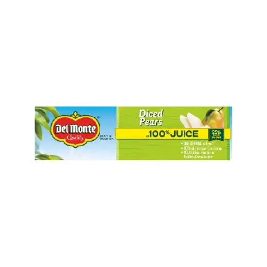 Del Monte Diced Pears In 100% Juice Fruit Cups 4pk/16oz image {2}