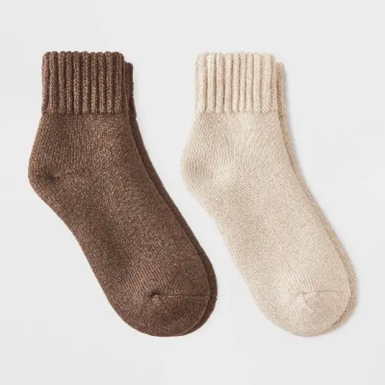 Women's Full Terry with Chunky Ribbed Cuff Cloud Soft Lounge 2pk Ankle Socks - Auden&trade; 4-10 image {4}
