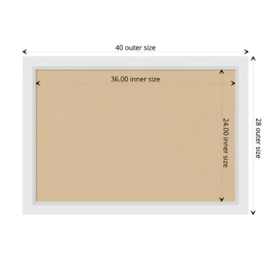 Amanti Art Cork Board Wood Framed Blanco White Bulletin Board, Organization Board, Pin Board image {3}