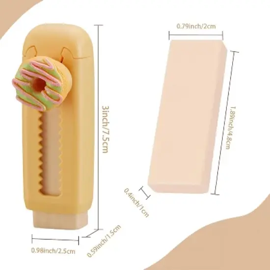 HTUTWOO 5 Pcs Bread Retractable Erasers, Cute Food Rubber Push-Pull Eraser Kawaii Bread Pencil Erasers, for Boys Girls, Back to School image {1}