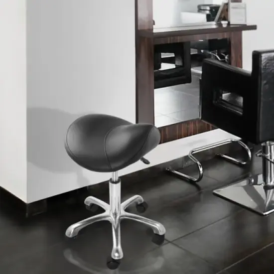 Saloniture Ergonomic Saddle Stool - Adjustable Hydraulic Seat, Rolling Salon Chair with Swivel Wheels image {6}