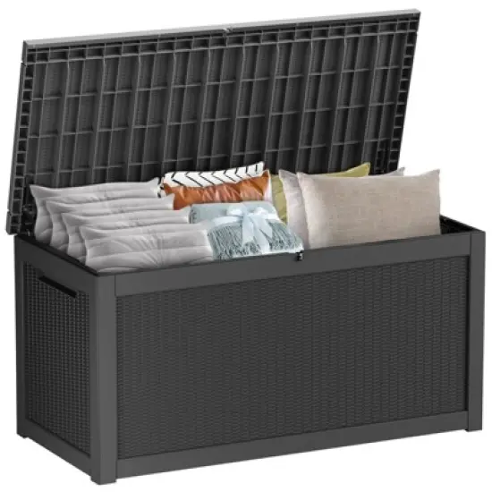 Syemin Deck Box, 260GAL Outdoor Storage Box, Patio Gardening Tools, Water and UV Resistant for Patio, Garden, Lawn, Black, 67.72"*32.2"*33.66" image {5}