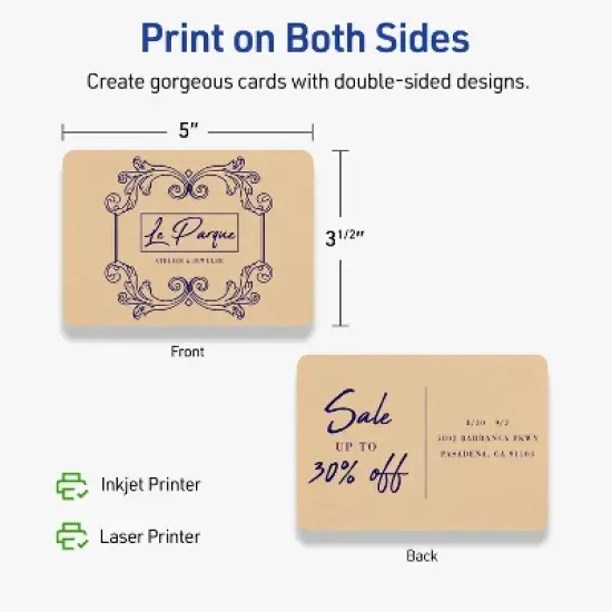 Avery Kraft Brown Postcards, 3-1/2" x 5" Rectangle Rounded Corners image {5}