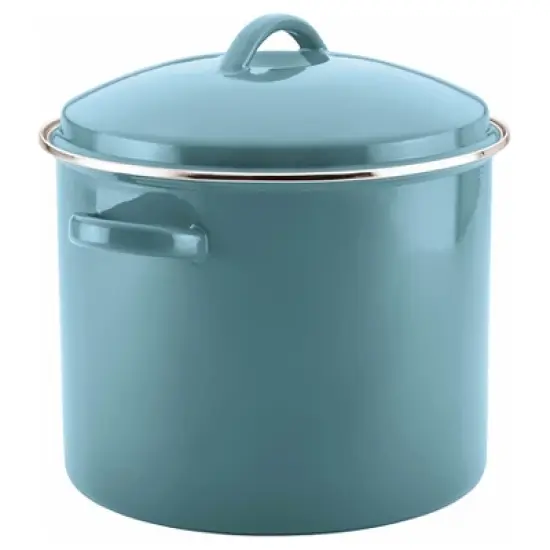 Farberware 16qt Porcelain Enamel Covered Stock Pot Aqua image {1}