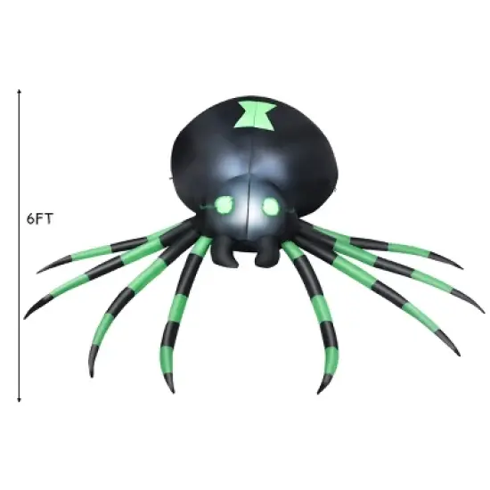 Tangkula Halloween Decoration 6FT Inflatable Blow-Up Spider With LED Lights Outdoor Yard image {2}