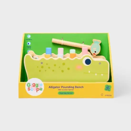 Alligator Pounding Bench - Gigglescape&trade;: Push & Pull Toy, 18+ Months, Creativity & Motor Skills, Plywood & Wood image {3}