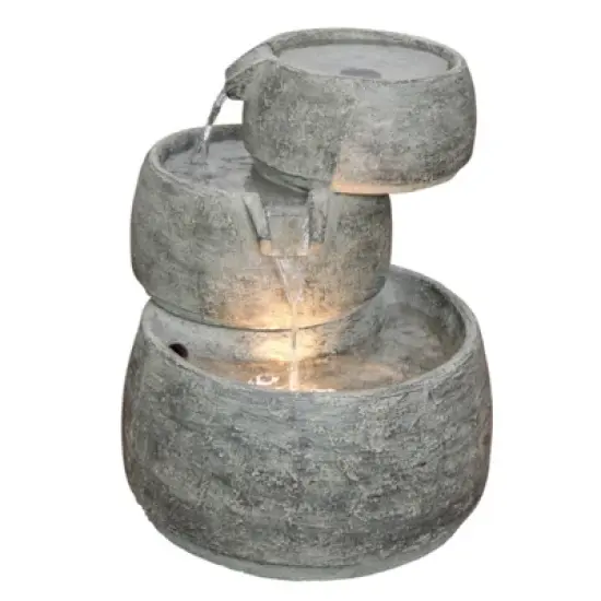 Classic Home and Garden Indoor/Outdoor Lightweight Polyresin 3-Tier Cascading Fountain with LED Light, Quartz Color, 11.5&rdquo; D x 15&rdquo; H image {2}