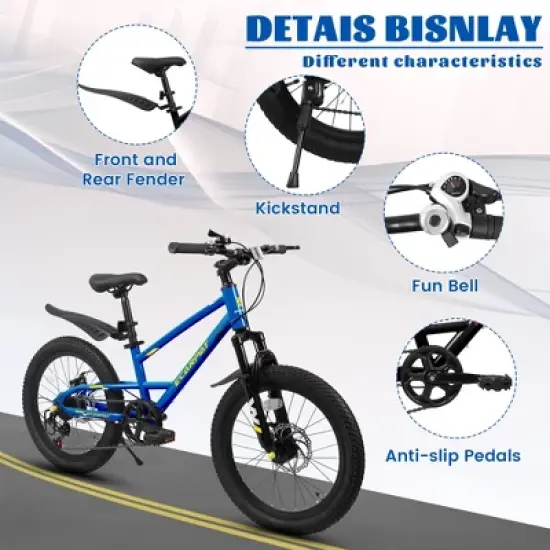 Gulches Kids Bike for 5-10 Years (4'-4'7" Rider), 20"&times;2.125" Tires, 7-Speed Drivetrain, Sturdy Steel Frame, 85% Pre-Assembled image {6}