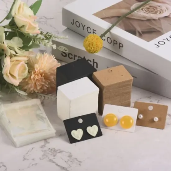 Unique Bargains Rectangle Paper Cardboard Jewelry Hair Clip Earring Display Cards 200 Pcs image {4}