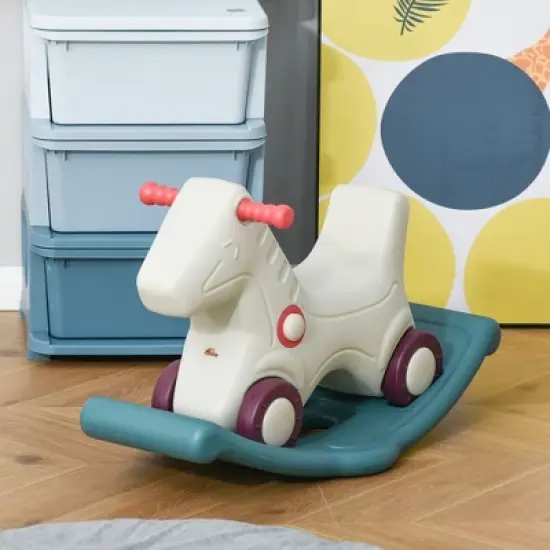 INFURNIC Baby Walkers Kids 2 in 1 Rocking Horse Sliding Car Indoor Outdoor Use Detachable Base, Wheels, Smooth Materials, Grey, 29.25"*14.25"*17.25" image {3}
