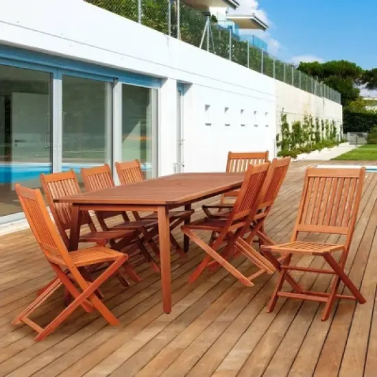 Callahan 9pc Patio Eucalyptus Wood Dining Set - International Home Miami image {4}