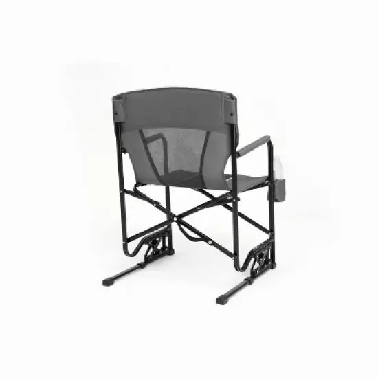 DOMETOUR Freestyle Rocker Camping Chair, Portable Folding Rocking Chair with Armrests, Drink Holder & Comfortable Backrest - Grey image {10}