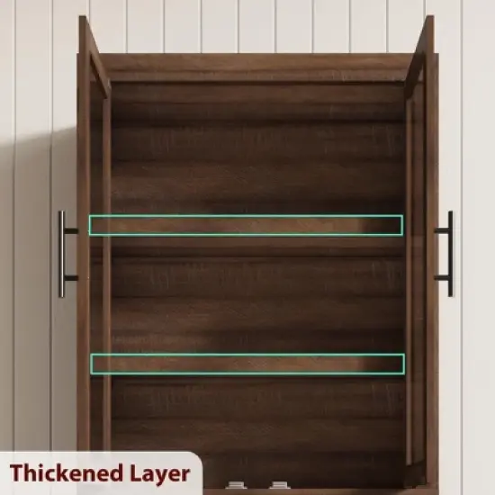 Tall Kitchen Pantry, Pantry Storage Cabinet  & Adjustable Shelves, Farmhouse Freestanding Pantry Cupboard & Large Storage Space image {6}