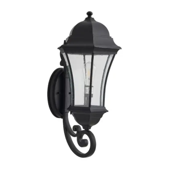 DOMETOUR 27'' Outdoor Wall Lantern, Dusk to Dawn Sensor, Waterproof Light with Clear Glass, Vintage Sconce for Porch, Patio, Entry (No Bulb) image {1}